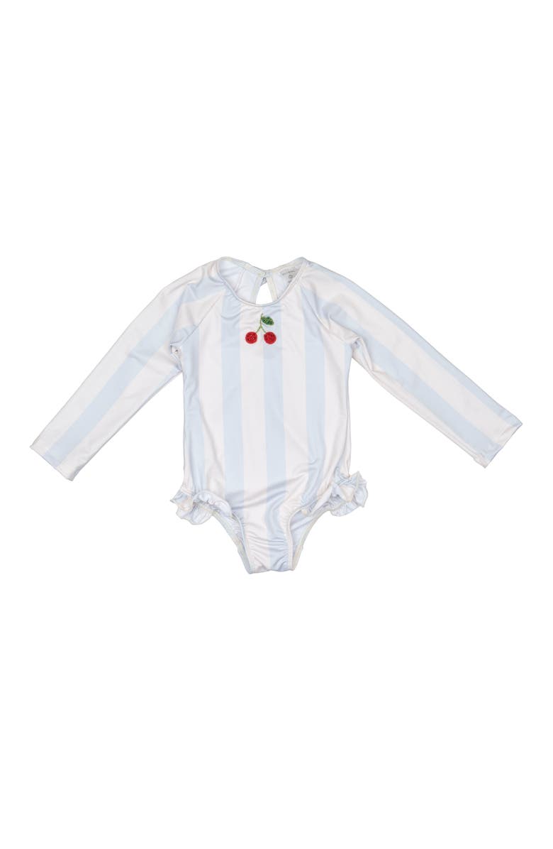 Wild Wawa L/S Cherry Swimsuit, Main, color, Blue Stripe