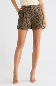 L'AGENCE Saige Leopard Print Safari Shorts