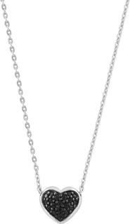 EFFY Sterling Silver Pavé Black Spinel Heart Pendant Necklace
