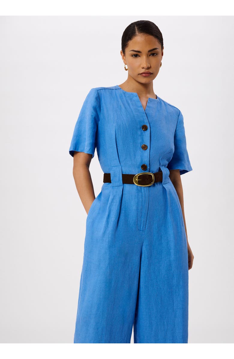 Whistles Fiona Linen Jumpsuit, Main, color, Blue