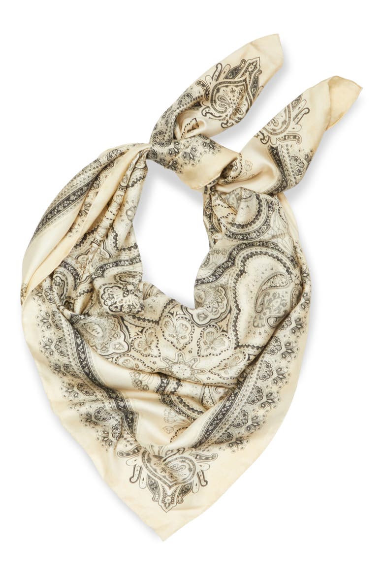 Paisley Print Silk Square Scarf, Alternate, color, CREAM PERLA PAISLEY