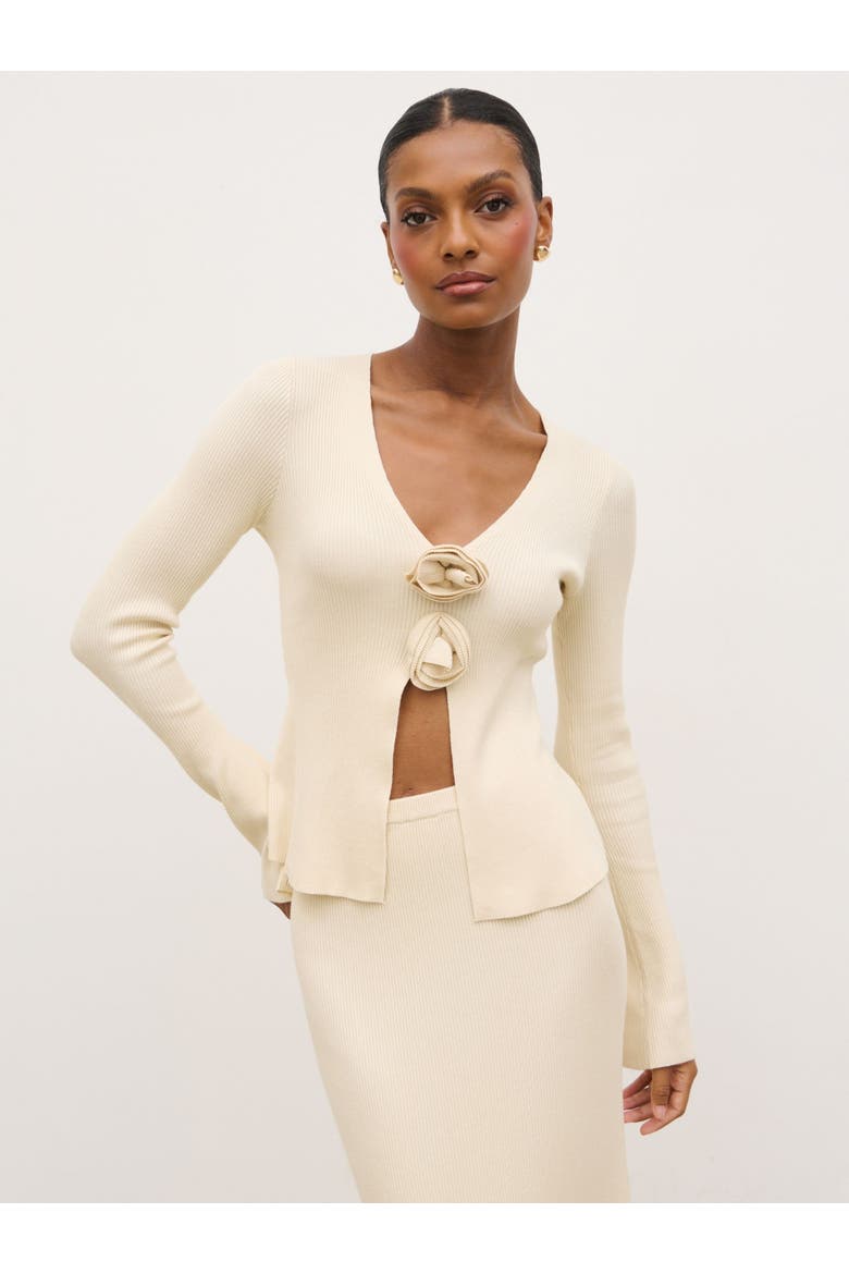 Clemmie Rosette Knit Top, Main, color, Stone