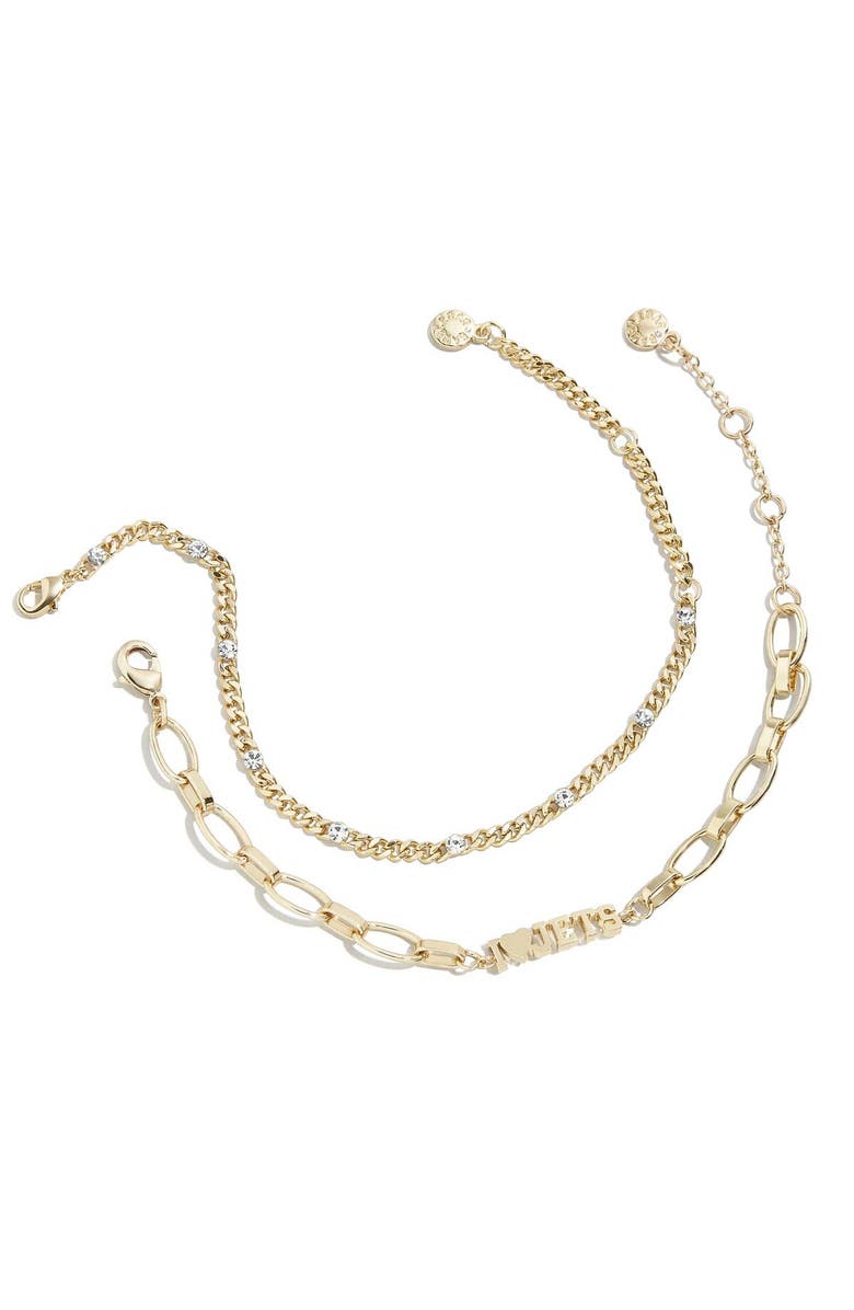 WEAR by Erin Andrews x Baublebar Gold New York Jets Linear Bracelet Set, Main, color, Gold