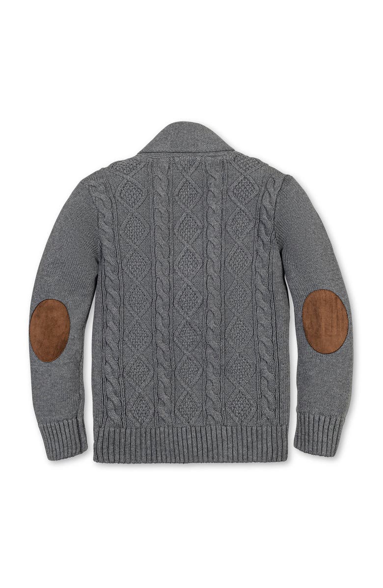 Hope & Henry Organic Shawl Collar Cable Sweater Cardigan, Alternate, color, Dark Gray Heather