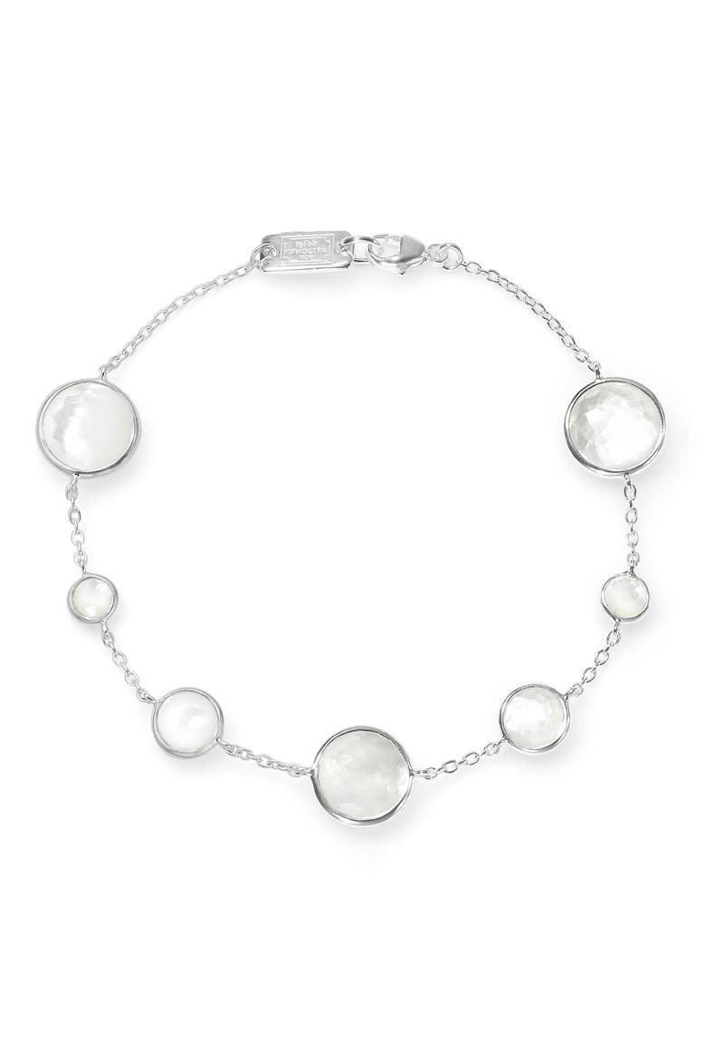 Mother-of-Pearl Link Bracelet, Main, color, SILVER