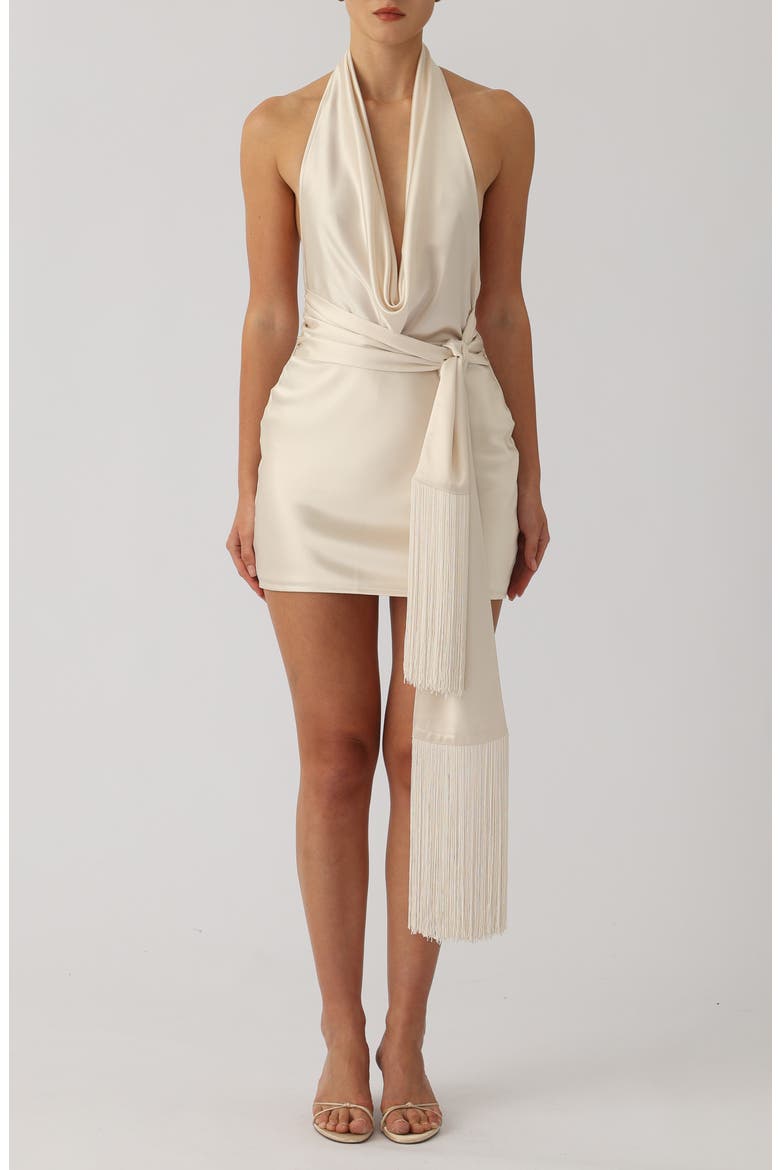 Solene Halter Neck Cocktail Minidress, Main, color, PEARL