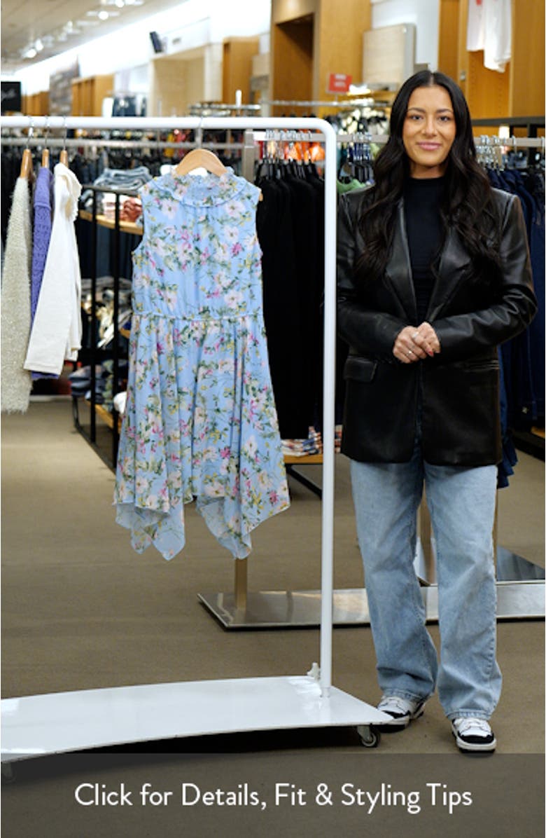 Kids' Floral Print Chiffon Sleeveless Handkerchief Hem Dress, sales video thumbnail