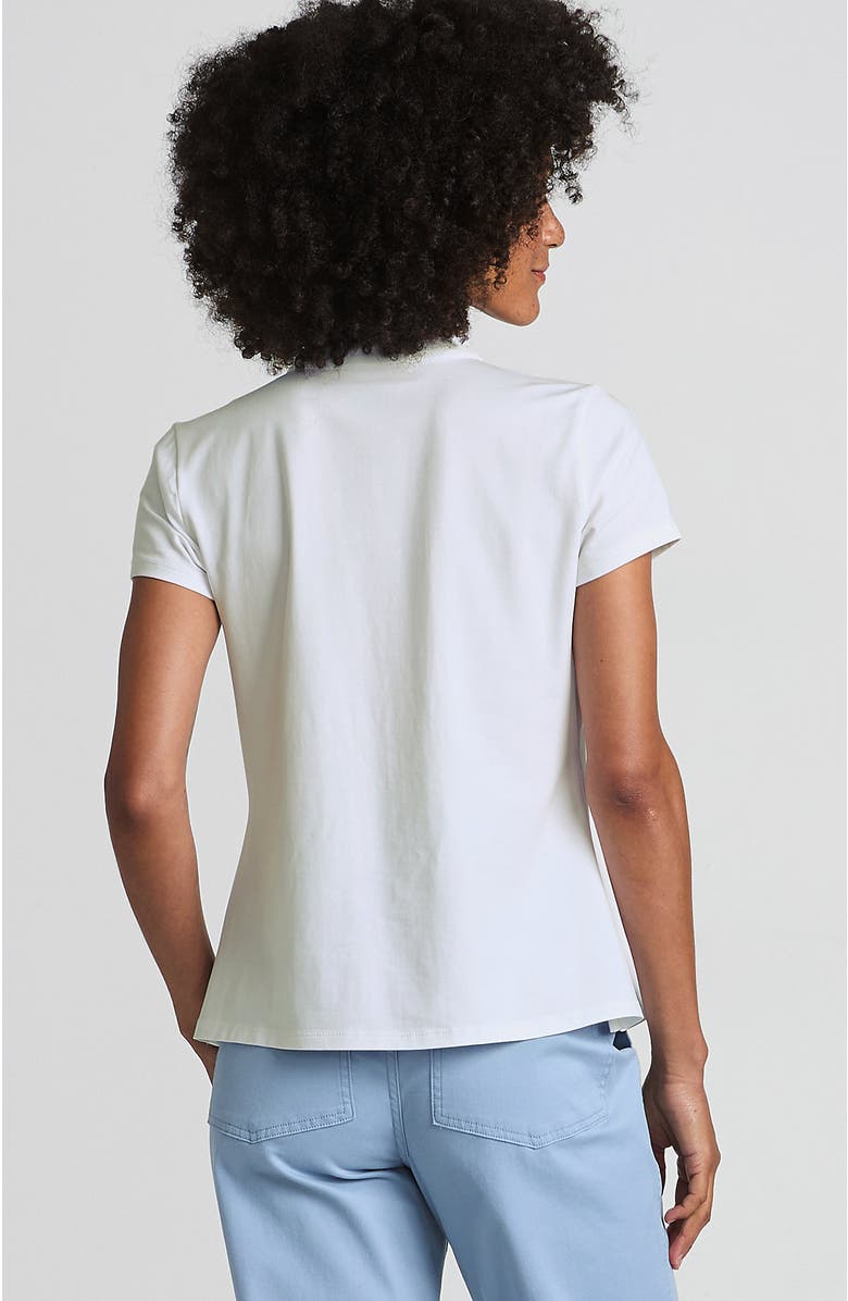 Lands' End Short Sleeve Lightweight Jersey Button Pintuck Top, Alternate, color, White