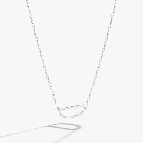 Silver Elongated Initial Pendant Necklace