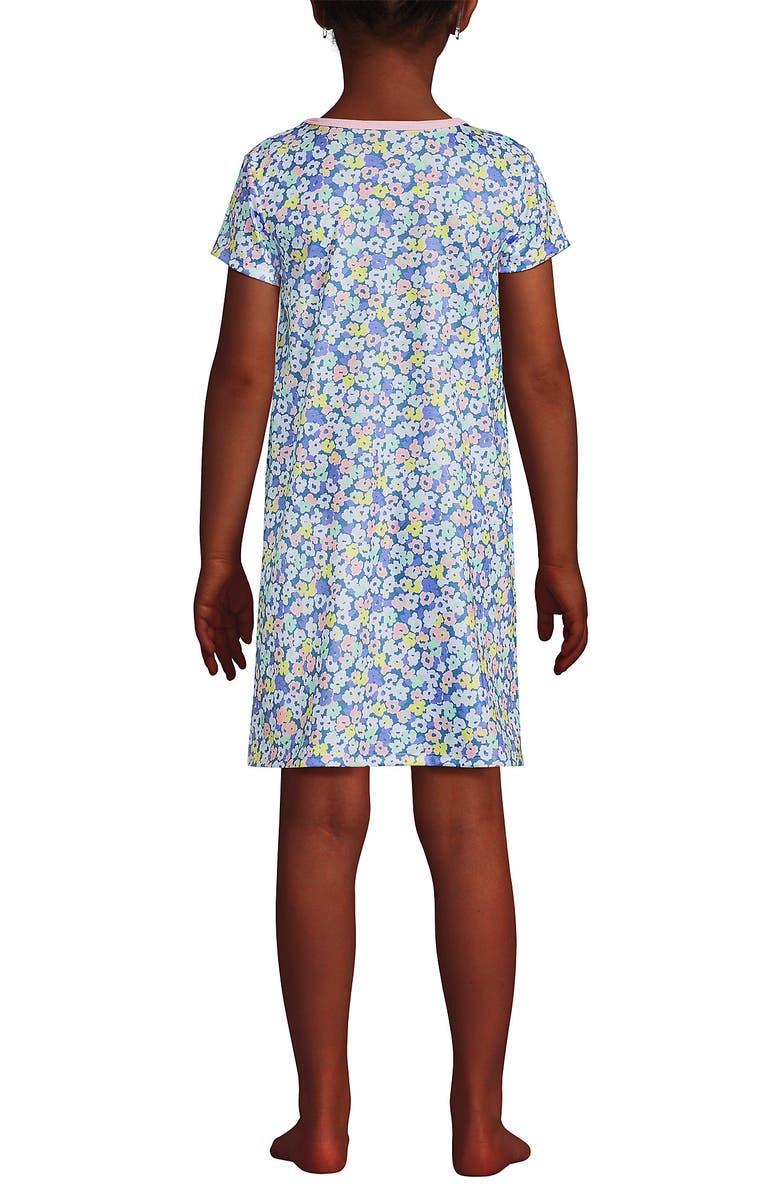 Lands' End Girls Short Sleeve Nightgown, Alternate, color, Muted Blue Ditsy Floral