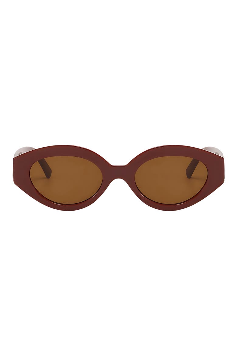 Emily 52mm Oval Polarized Sunglasses, Main, color, BROWN / BROWN