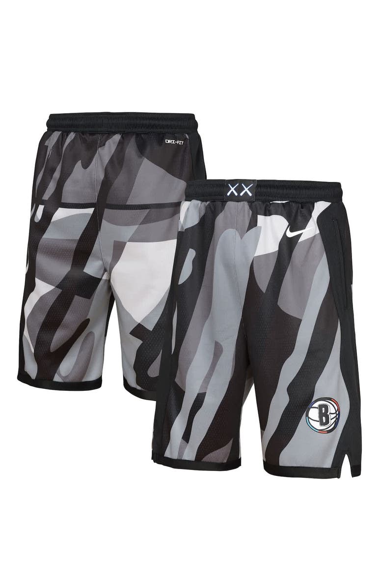 Nike Youth Nike  Black Brooklyn Nets 2024/25 City Edition Swingman Performance Shorts, Main, color, 