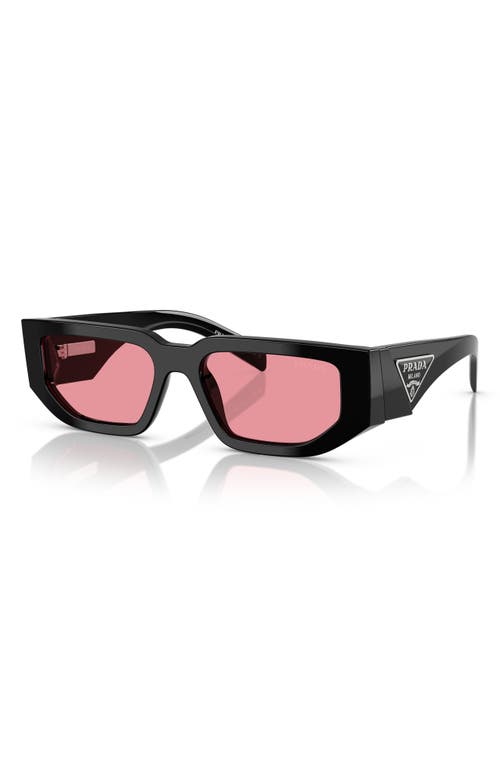 Prada 56mm Rectangular Sunglasses In Black Pink