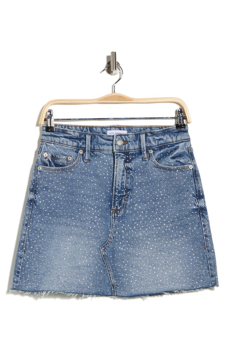 Good American Diamond Denim Miniskirt, Main, color, Indigo827