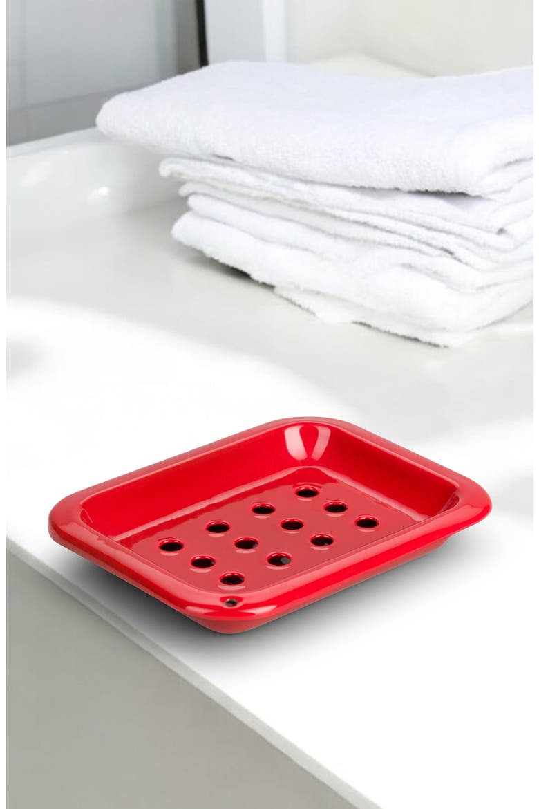 Enamel Soap Dish, Alternate, color, RED