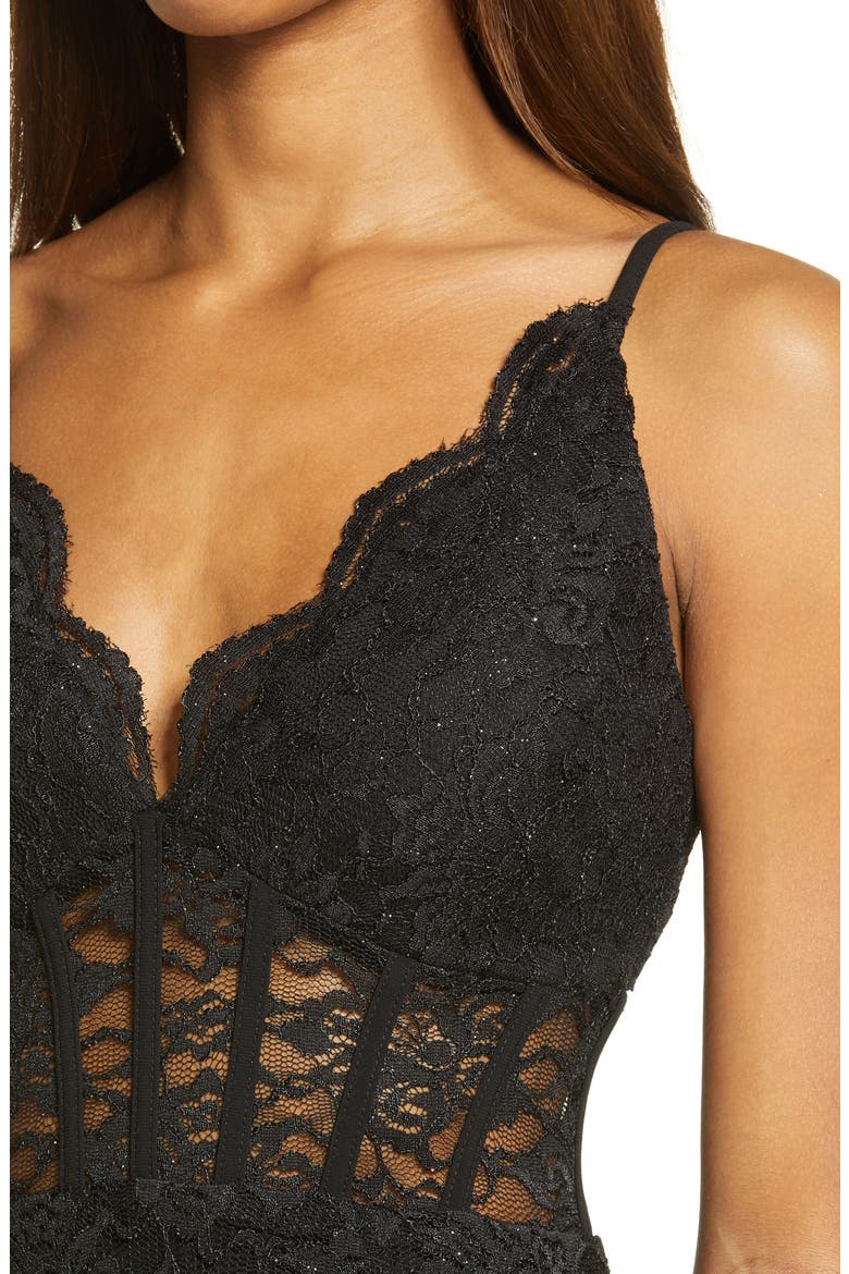 Corset Lace Sleeveless Gown, Alternate, color, BLACK