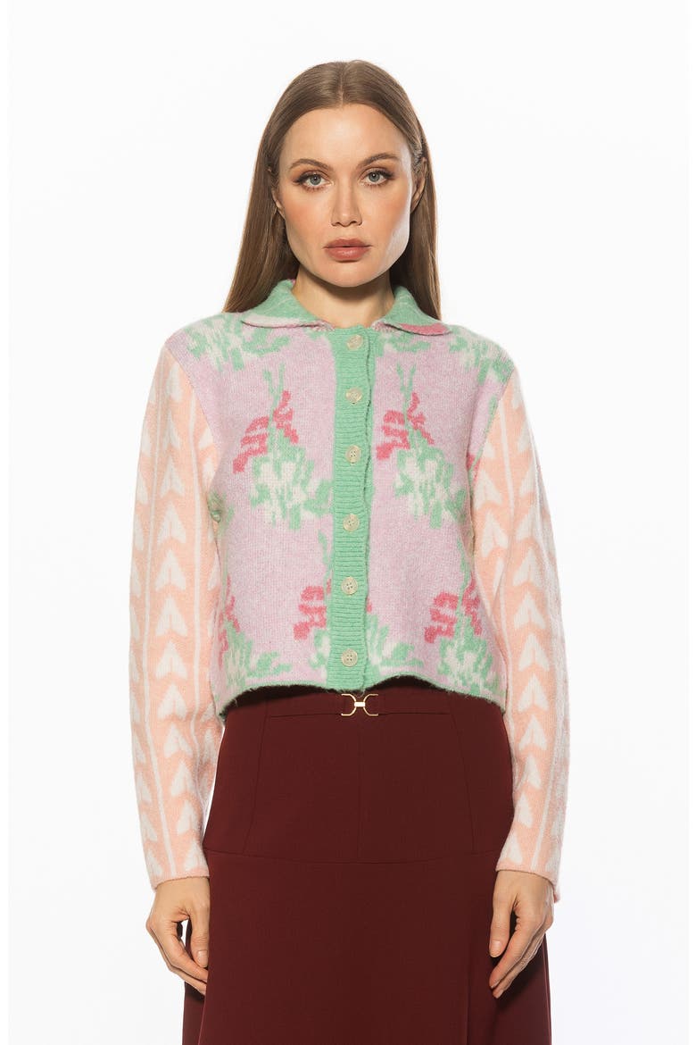 Wayne Collared Knit Cardigan, Alternate, color, PINK MULTI