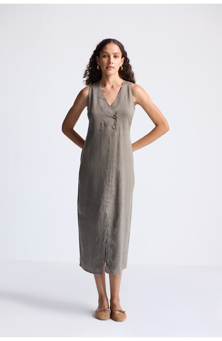 Reistor Straight Dress with Front Slit, Alternate, color, Dark Green