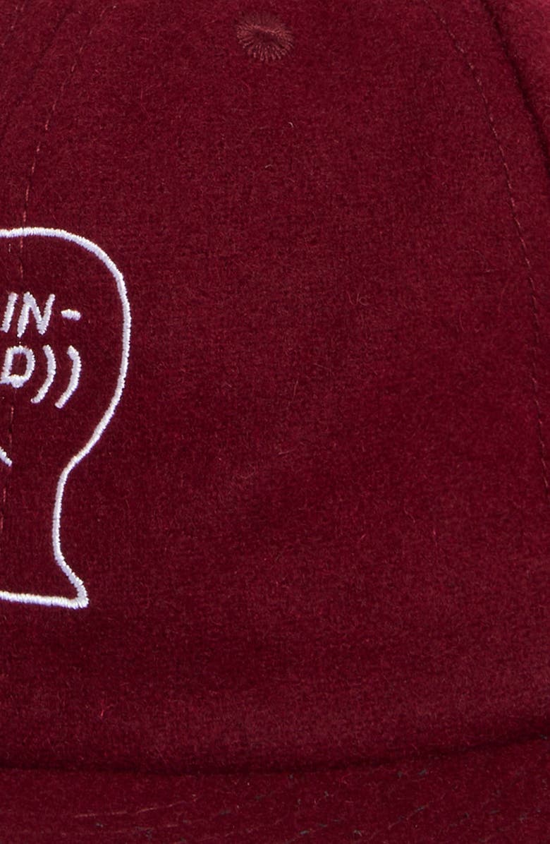 Brain Dead Embroidered Logohead Wool Blend Flannel Adjustable Baseball Cap, Alternate, color, Burgundy