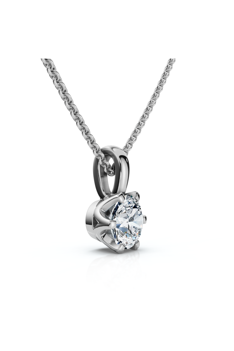 1/4Ct Round Solitaire Brilliant Cut Lab Grown Diamond Pendant 18" Necklace, Alternate, color, White Gold