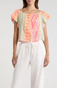 Elan Ruffle Off the Shoulder Top