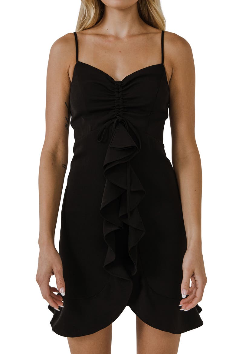 Ruffle Minidress, Alternate, color, BLACK