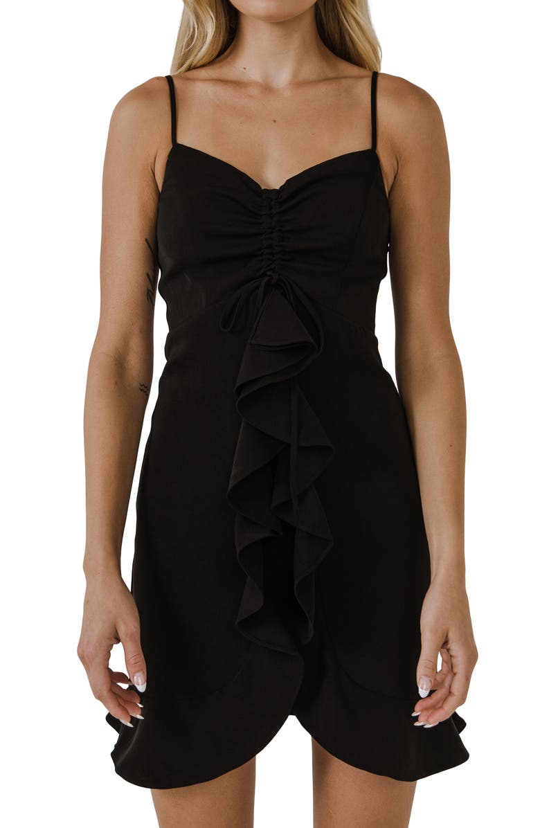 Endless Rose Ruffle Minidress, Alternate, color, Black