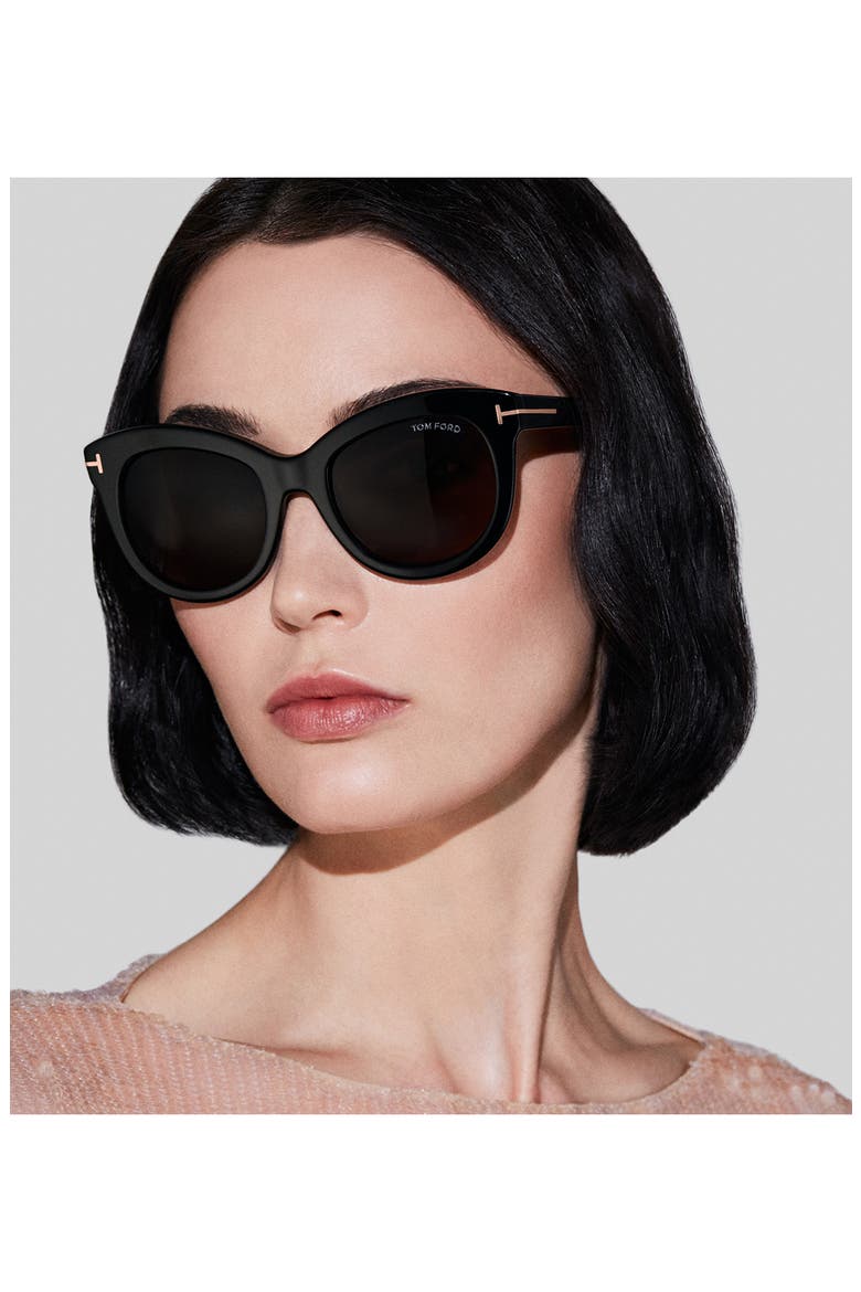 Odette 53mm Butterfly Sunglasses, Alternate, color, BLACK ECO / T LOGO / BROWN