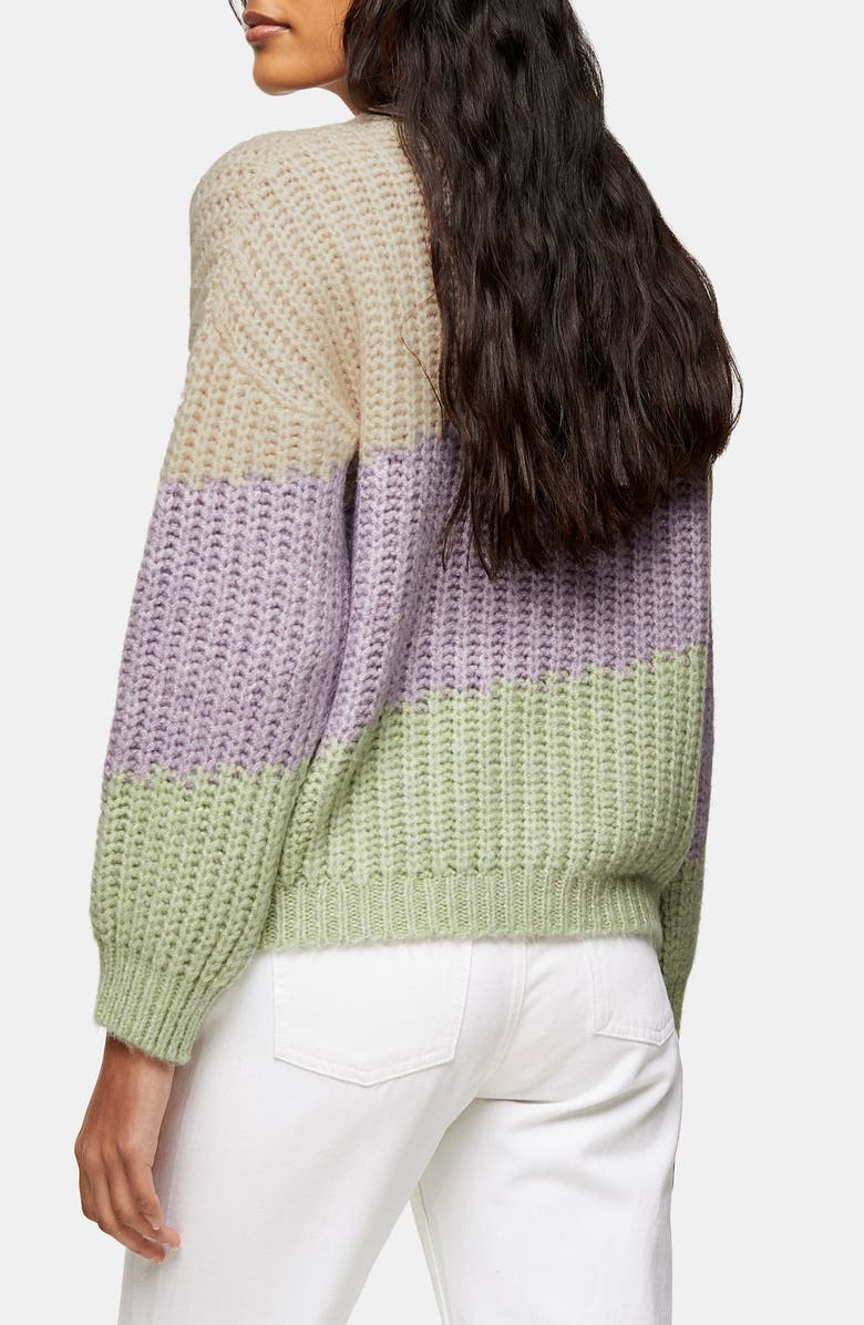Topshop Colorblock Mock Neck Sweater, Alternate, color,