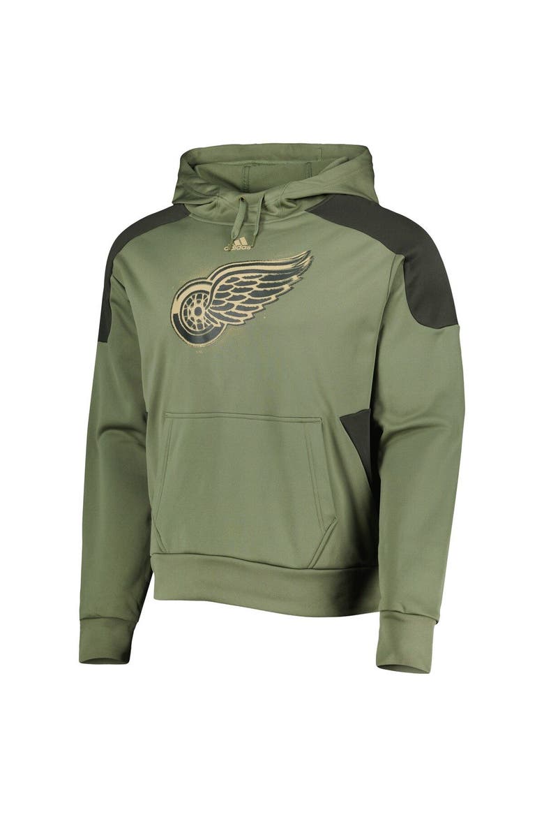 Men's adidas Olive Detroit Red Wings Military Appreciation Primegreen Pullover Hoodie, Alternate, color, Green