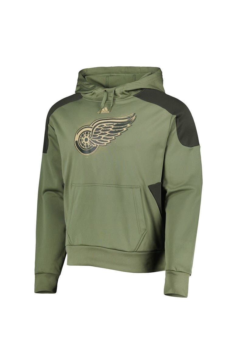adidas Men's adidas Olive Detroit Red Wings Military Appreciation Primegreen Pullover Hoodie, Alternate, color, 