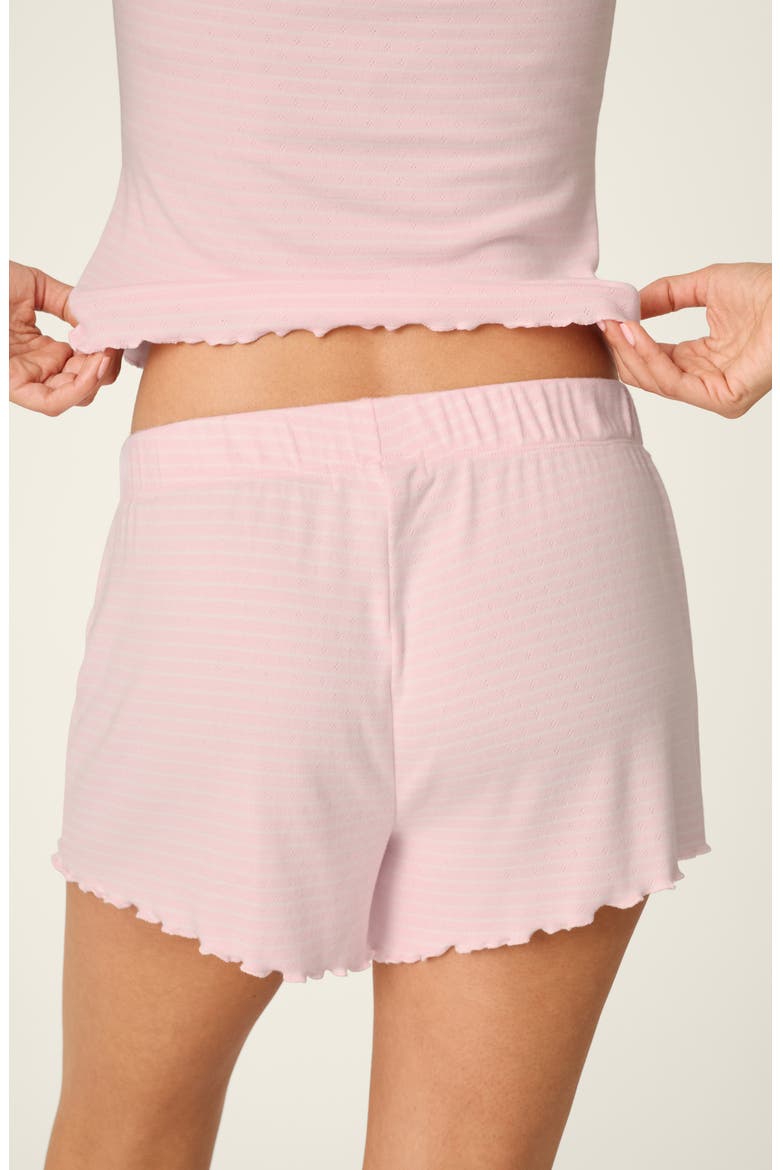 Striped Pointelle Pajama Shorts, Alternate, color, TENDER PINK