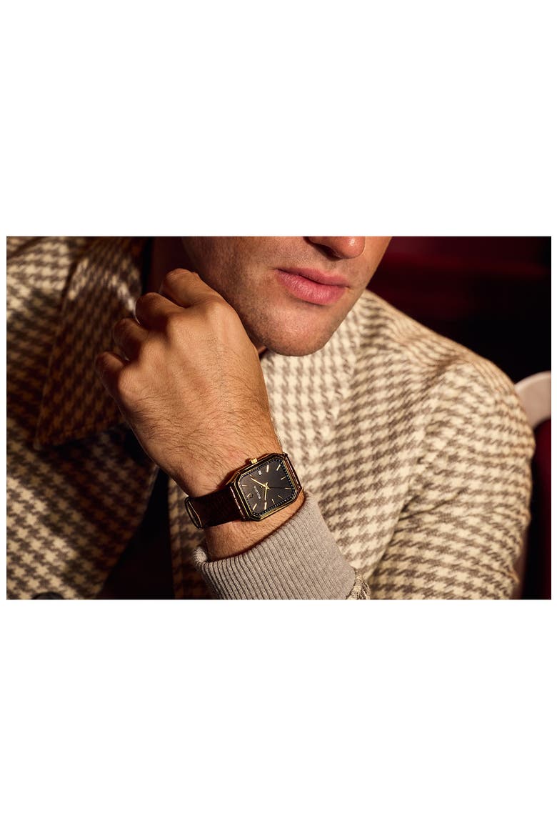 Tony Bennett We Are All Here Leather Strap Watch, 32mm, Alternate, color, GOLD-TONE