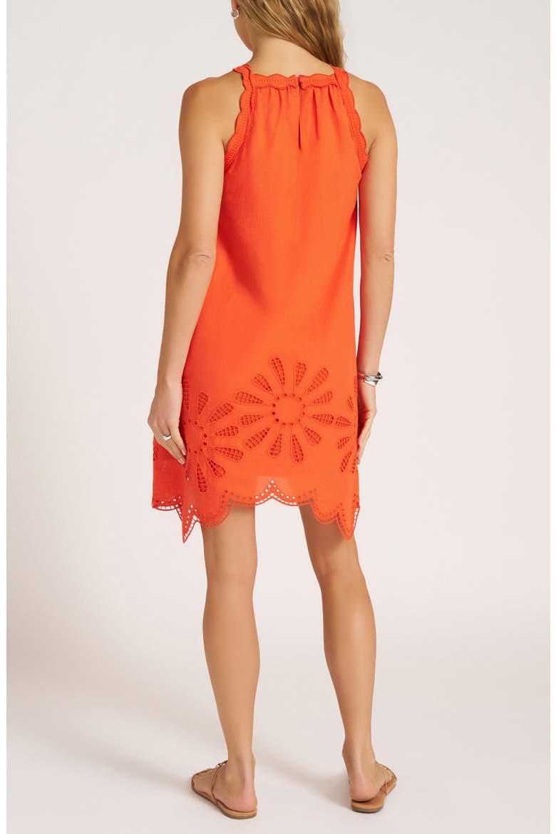 Cove Embroidered Sleeveless Dress, Alternate, color, TOMATO