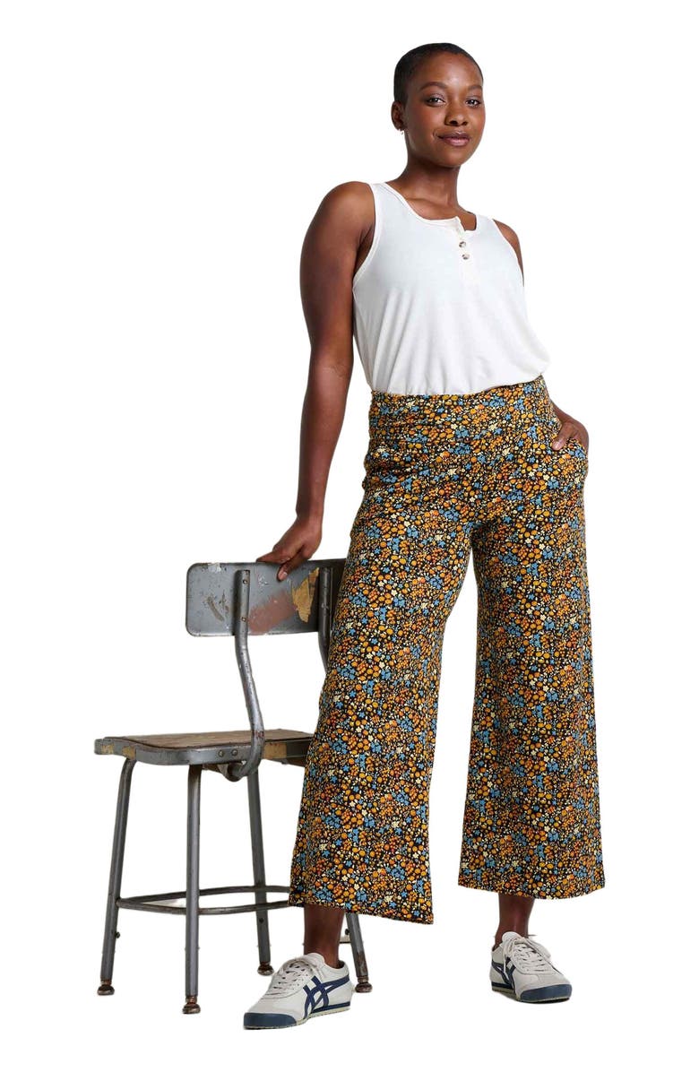 Toad & Co Chaka Wide Leg Crop Pant, Alternate, color, Black Ditsy Print