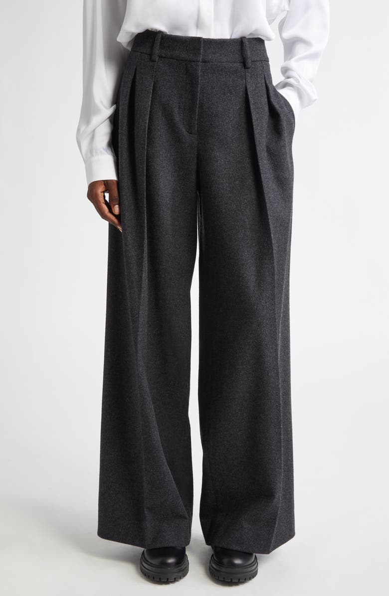 Michael Kors Collection Pleated Wool Stretch Flannel Baggy Pants, Main, color,