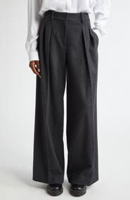 Michael Kors Collection Pleated Wool Stretch Flannel Baggy Pants