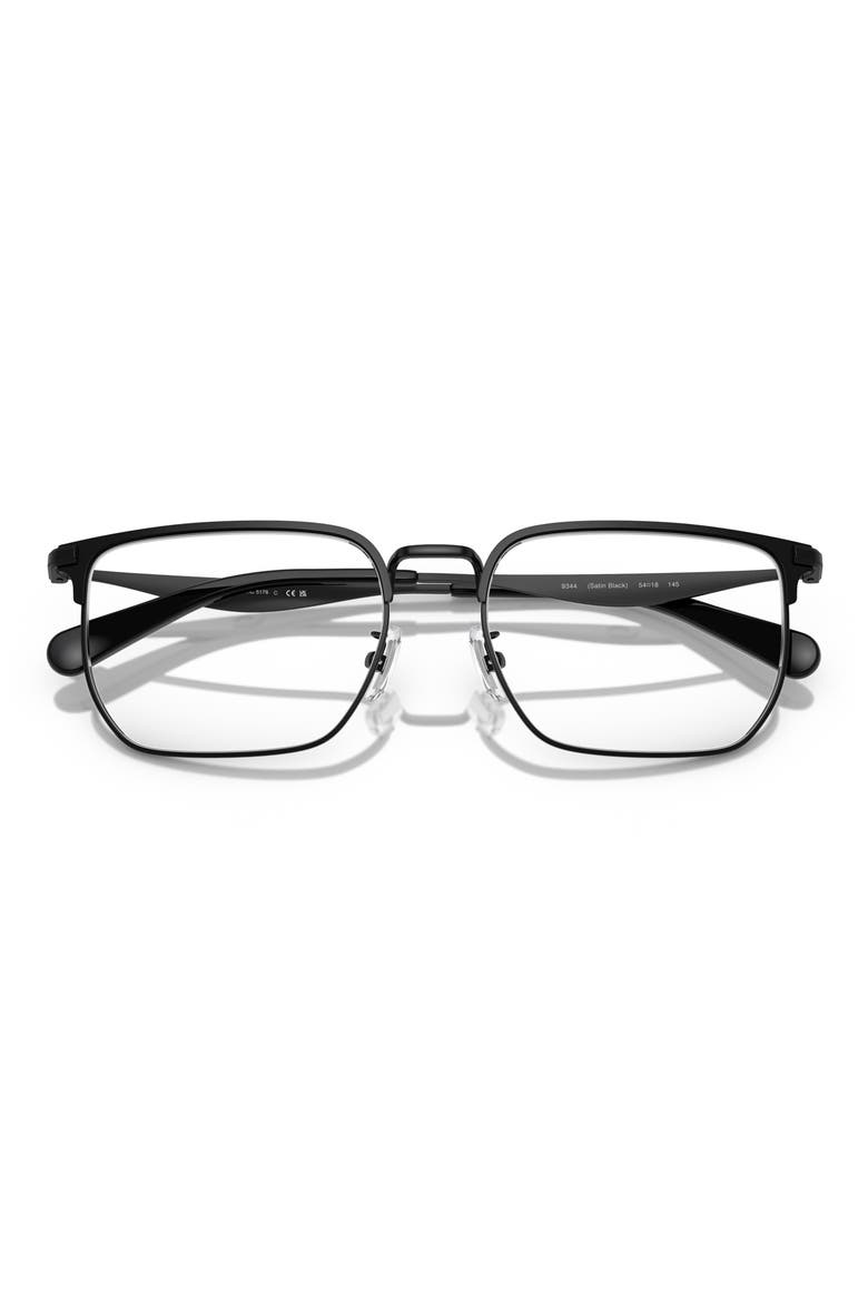 57mm Rectangular Optical Glasses, Alternate, color, SATIN BLACK / DEMO LENS