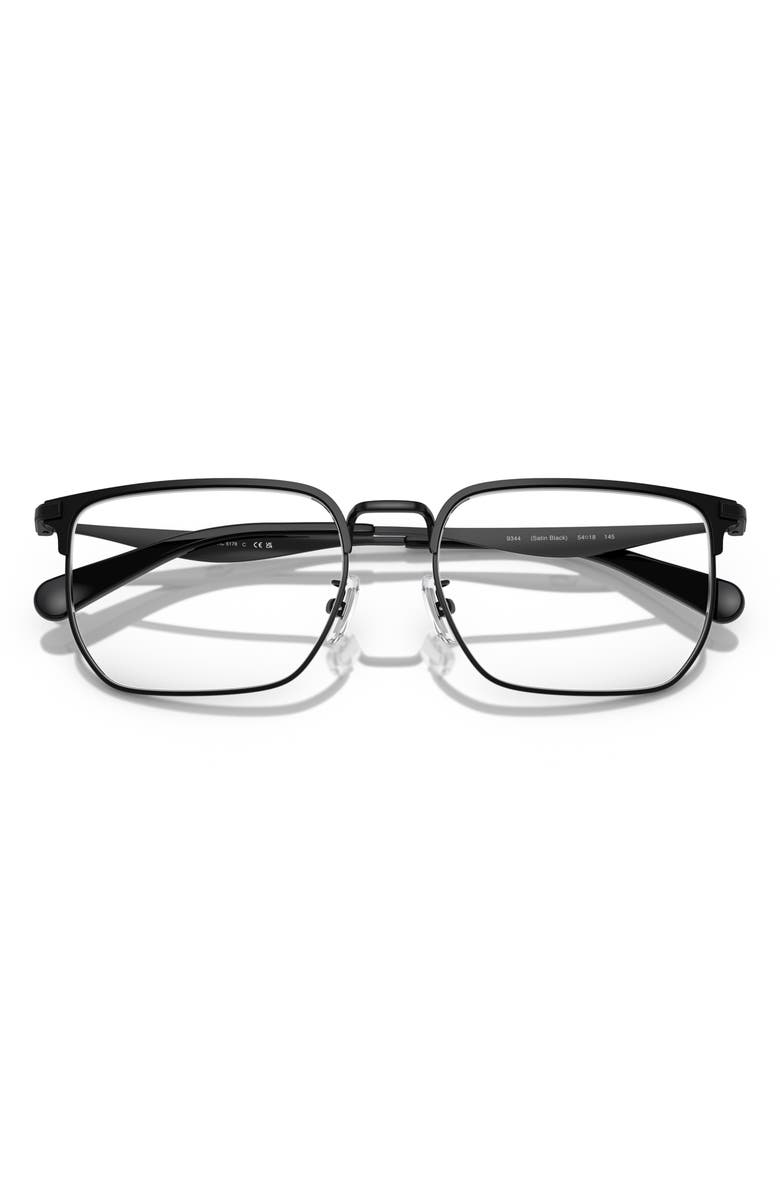 COACH 57mm Rectangular Optical Glasses, Alternate, color, Satin Black / Demo Lens