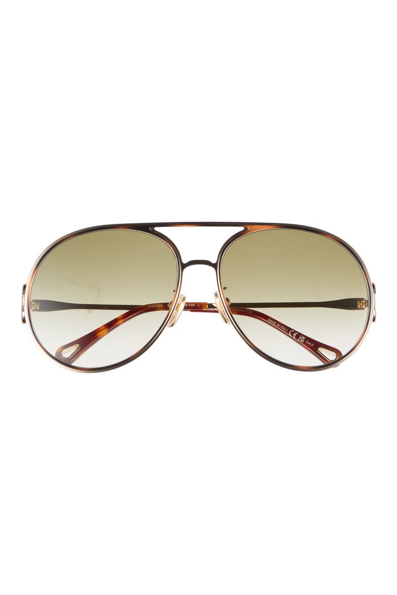 61mm Polarized Gradient Aviator Sunglasses, Main, color, GOLD GOLD GREEN