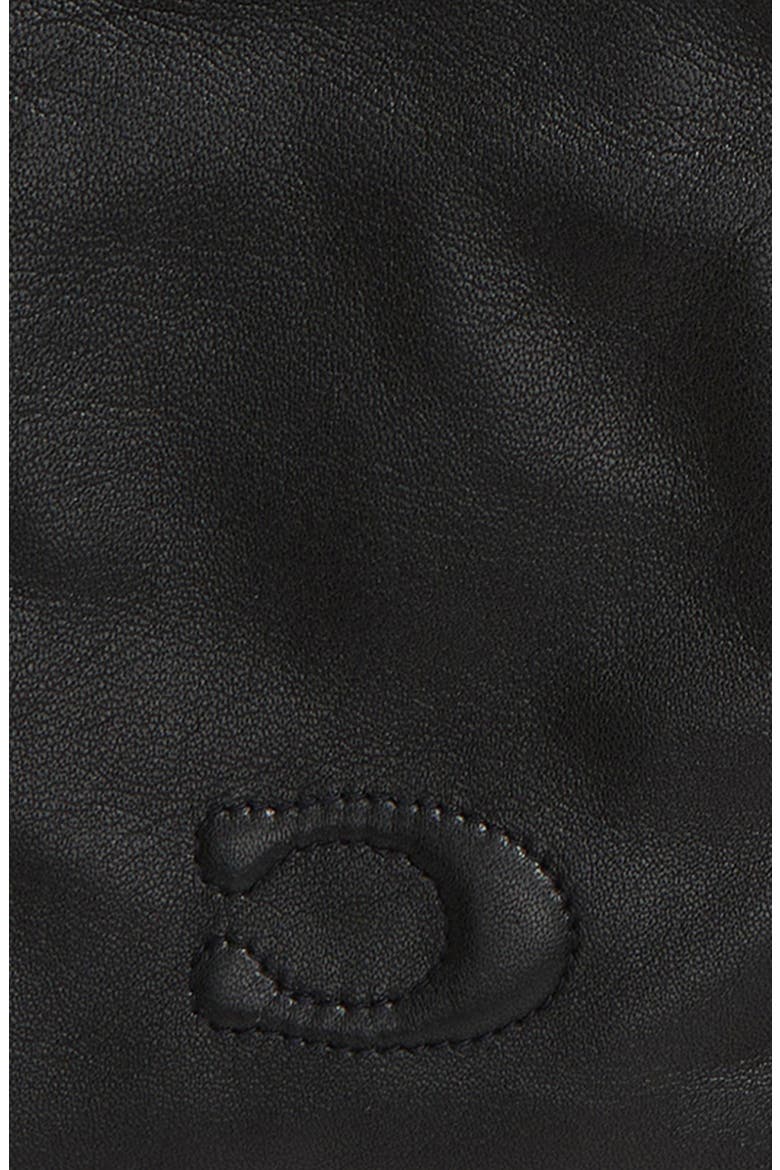 Tabby C Leather Gloves, Alternate, color, BLACK