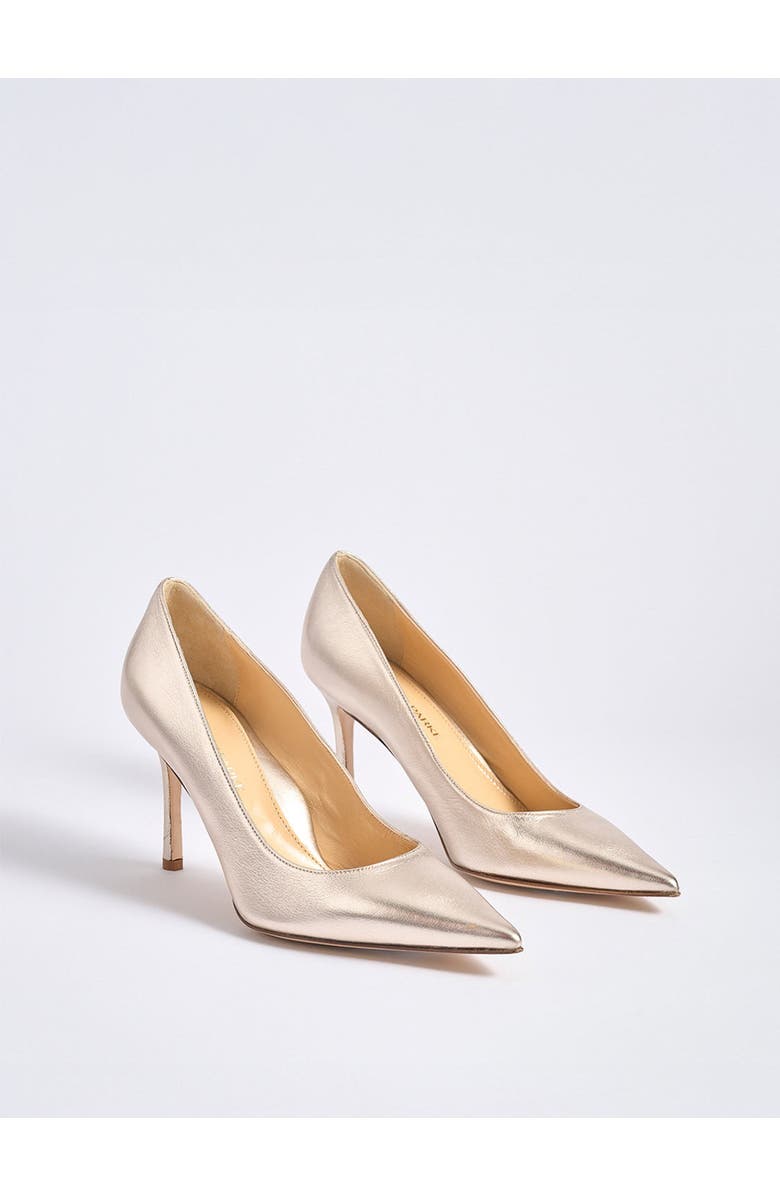 MARION PARKE Classic Pump 85 Leather, Alternate, color, Beige/ Metallic Gold
