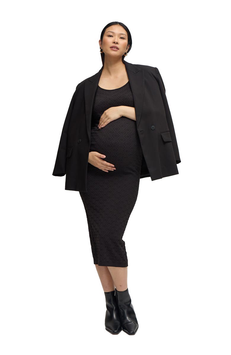 Ingrid & Isabel Maternity Sleeveless Seamless Midi Dress, Alternate, color, Black