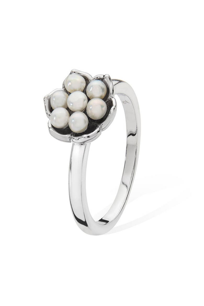 Royal Pearl Flower Ring, Main, color, Sterling Silver