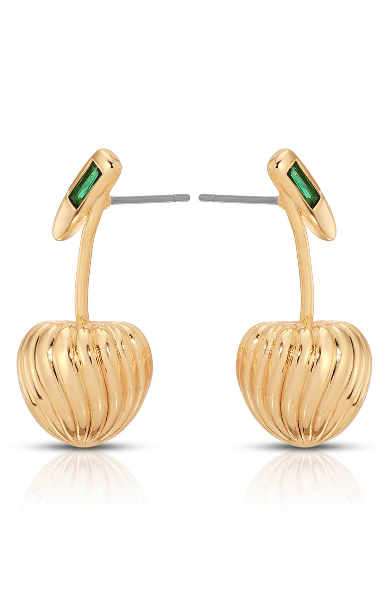 Ettika Sweet Cherry Drop Earrings, Alternate, color, Green