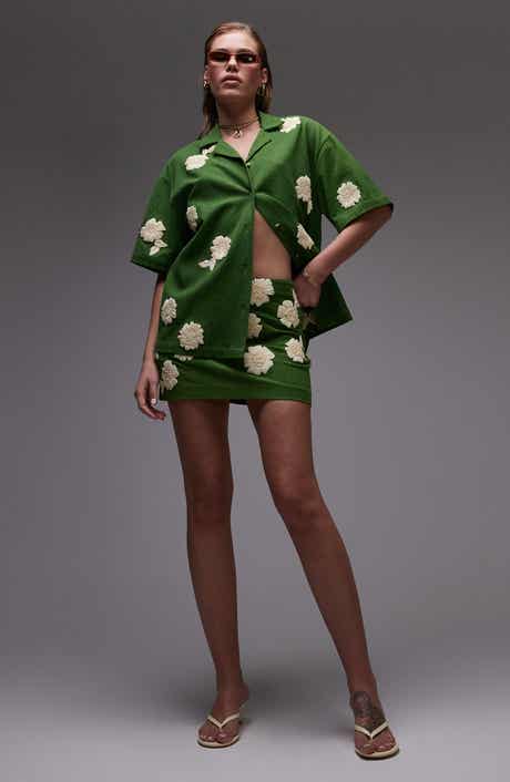 Topshop Pelmet Raffia Flowers Miniskirt