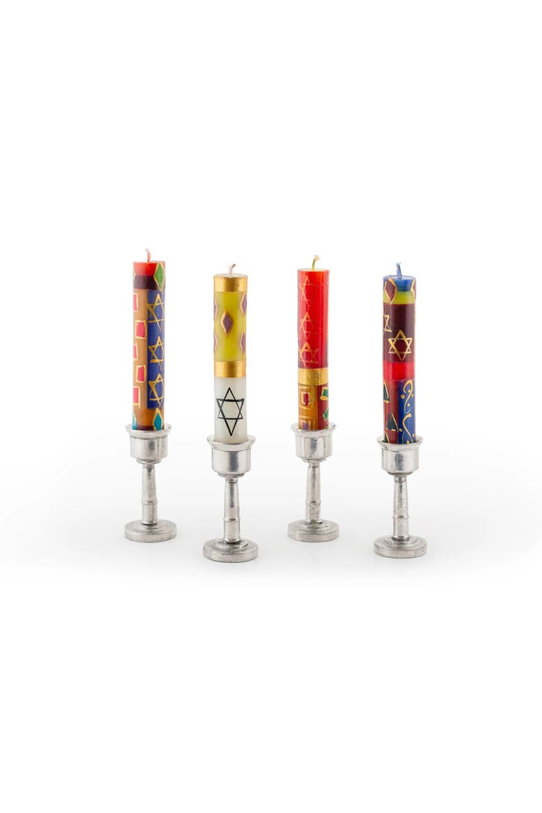 Shabbat Judaica Painted Candles, Alternate, color, Judaica