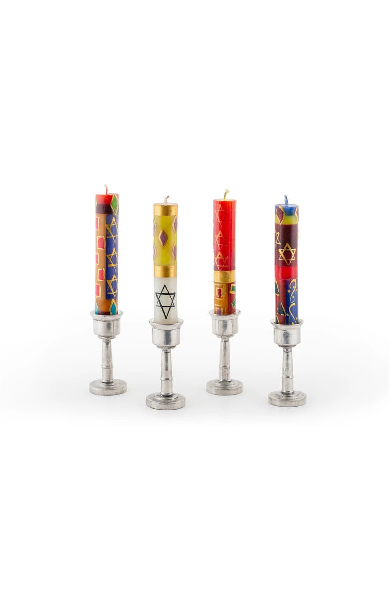 Thumbprint Artifacts Shabbat Judaica Painted Candles, Alternate, color, Judaica