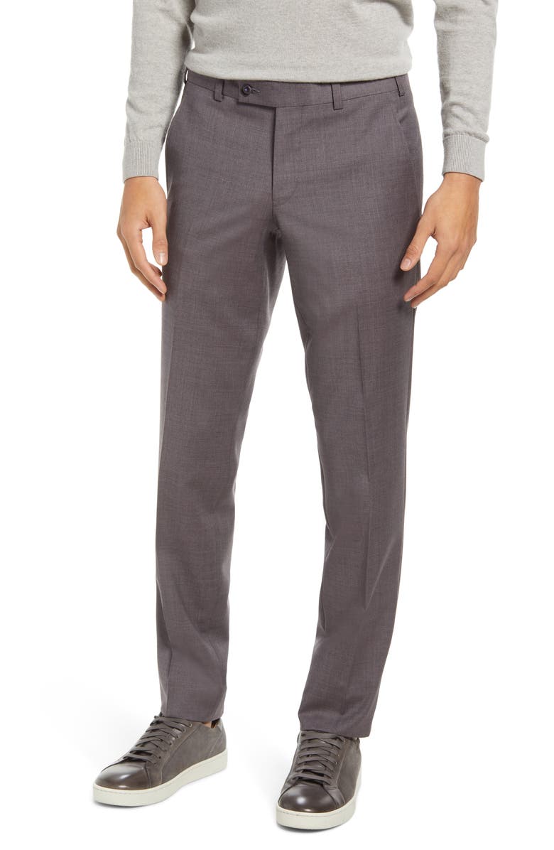 Ted Baker London Jerome Flat Front Wool Dress Pants, Main, color, 
