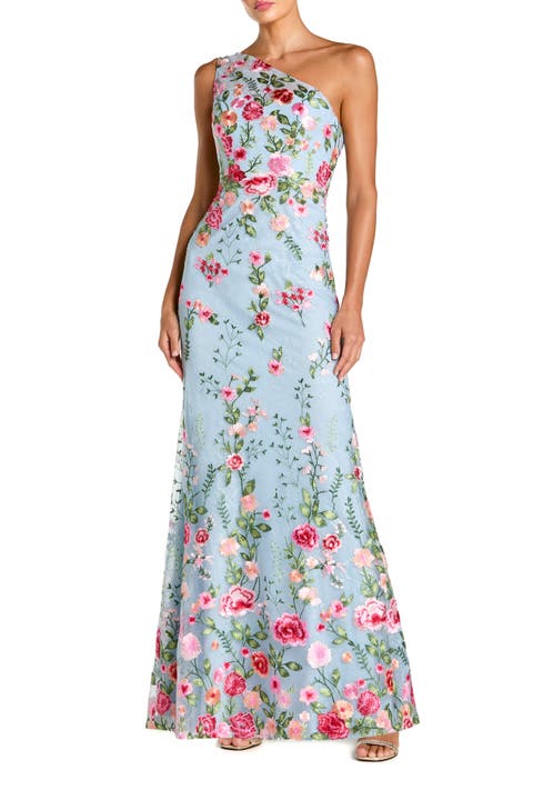 One Shoulder Lace Embroidered Gown